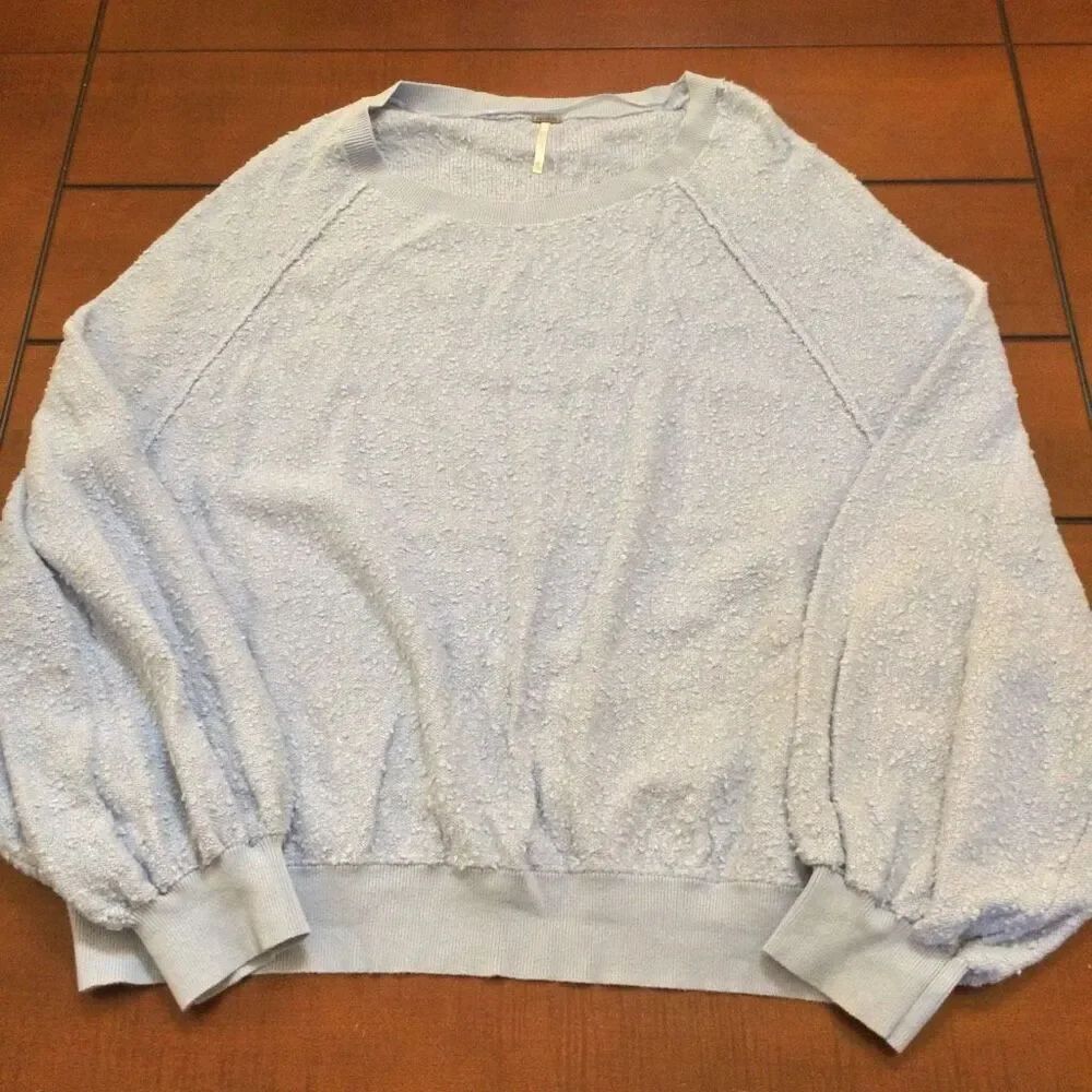 Free People Found My Friend boucle knit sweater blue periwinkle xl